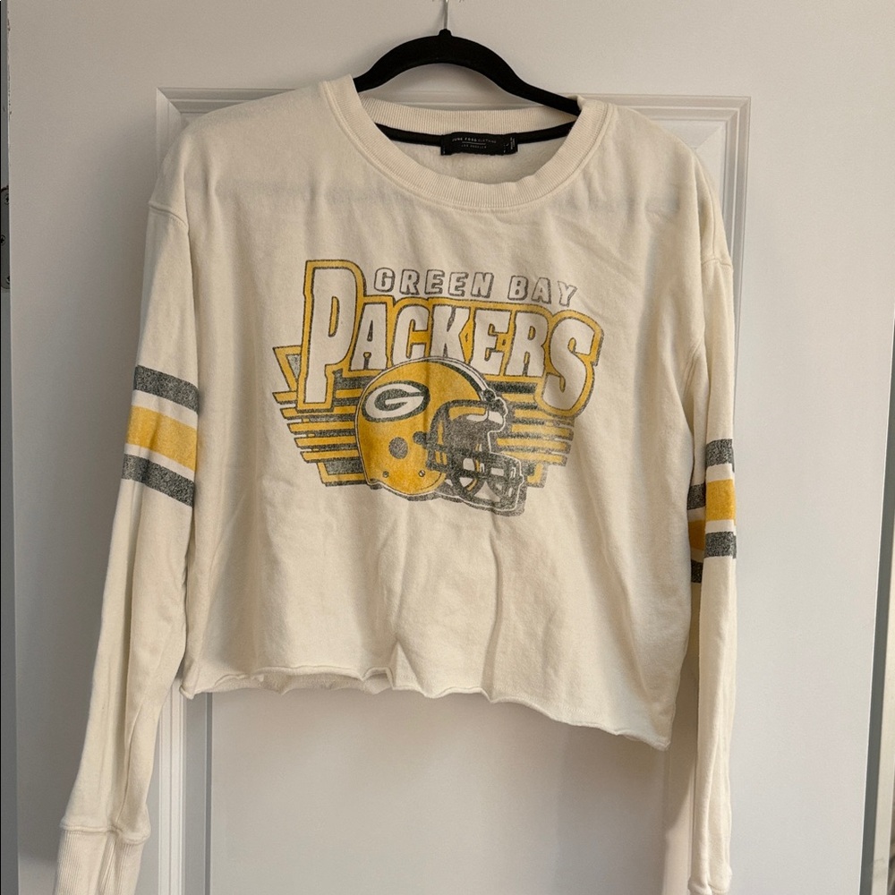 Green Bay Packers Waist Length Cropped Long Sleeve Shirt